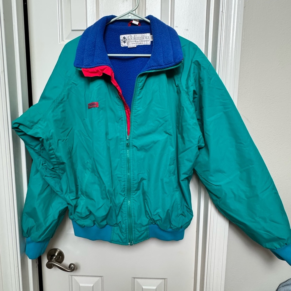 Columbia Vintage Vibrant Teal and Blue Ski Jacket